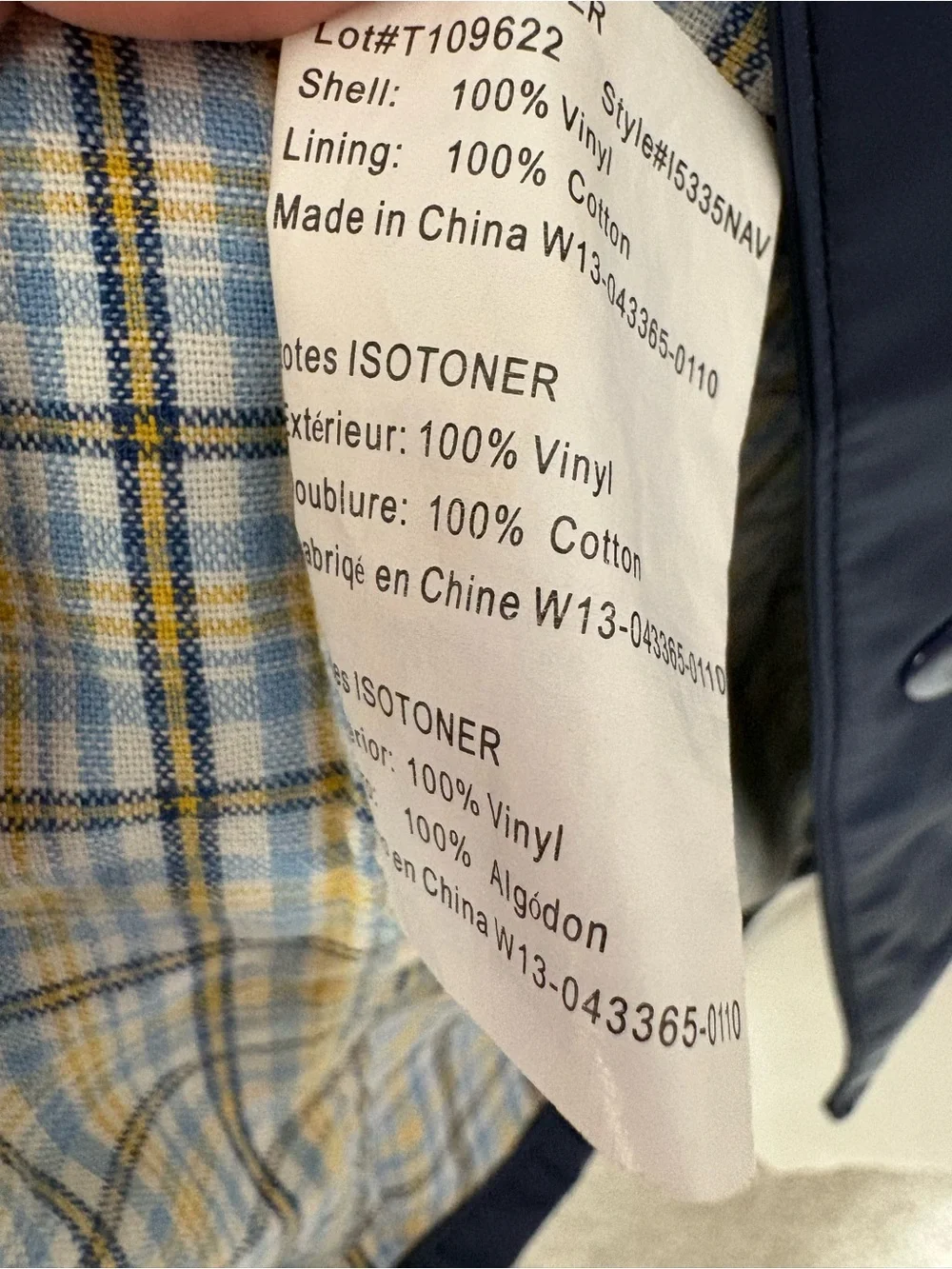 Totes Kids Navy Hooded Raincoat boy size L (8-10)
